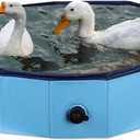 Foldable Duck Pool, Portable Hard Plastic Duck Pond Tub, Collapsible Duck Pools for Pet Ducks, Dogs and Cats Indoor & Outdoor Use, Hard Shell, Easy to Clean and Store