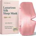 Mulberry Silk Sleep Mask for Women, 100% Blackout Eye Mask for Sleeping, Full Wrap Eye Cover with Adjustable Fit, Soft on Skin and Hair, 22 Momme Pink