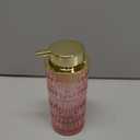 Foaming Soap Dispenser, Pink Glass Foam Hand Soap Dispenser with Gold Pump, 14 Oz Bathroom Refillable Liquid Lotion Pump Ribbed Bottle Container for Kitchen Countertop Decor, 1