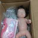 Abenduot 10 Inch Can Open Mouth Full Body Silicone Baby Doll Realistic Preemie Reborn Baby Girls Doll with Hand Rooted Hair