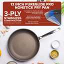 Viking PureGlide Pro 3-Ply Nonstick Frying Pan, Made without PFAS, 12-Inch Induction Cookware, Metal Utensil Safe Titanium Nonstick Surface, Oven Safe to 600F