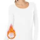 MANCYFIT Thermal Tops for Women Fleece Lined Shirt Long Sleeve Base Layer V Neck (Small, Scoop Neck-white)