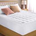 Utopia Bedding Short Queen Mattress Pad, Quilted Fitted Premium Mattress Protector, Deep Pocket Cover Stretches up to 16 Inches, Fluffy Pillow Topper (60x75 Inches, White)