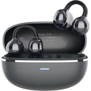 Open Ear Earbuds, Bone Conduction Eadphones with Wireless Bluetooth 5.4, Clip on Headphones with Ear-Hooks 42H Playtime, Over-The-Earbuds Comfortable for Sports, Running, and Gym Workouts (Z12)