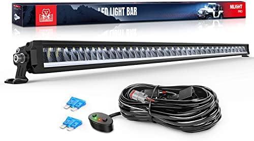 Nilight 50.5 Inch Single Row Slim LED Light Bar 165W 17675LM Anti-Glare Flood Spot Combo DRL Offroad Lamp IP68 w/ 14AWG DT Wiring Kit for Pickup Truck SUV ATV UTV Boat 4x4 Jeep