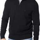 Nautica Men's Quarter-Zip Sweater (Large, True Black)