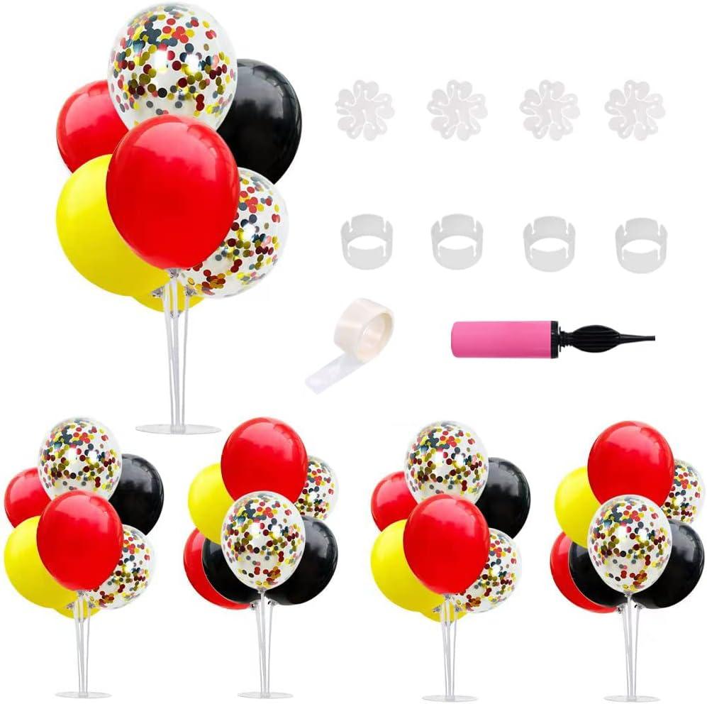 TONIFUL Mouse Birthday Table Decorations Red Yellow Black Table Centerpiece Balloons Stand Holder Kit for Mouse Theme Favor Baby Shower Kids Party Supplies (Black Red Yellow)