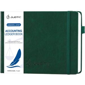 JUBTIC Accounting Ledger Book Horizontal - Expense Tracker Notebook & Columnar Journal, Financial Ledger Books for Small Business & Personal Bookkeeping(7x10,Dark Green)