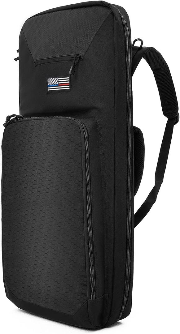 DAREKUKU 30" Rifle Bag Gun Backpack SBR Tactical Firearm Soft Case with Compartment, MOLLE Panel, Hideable Backpack Straps, Perfect Bug Out Truck Bag for Hunting and Shooting