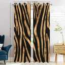 Batmerry Rose Gold Africa Zebra Striped Blackout Curtains for Bedroom, Black Grommet Top Drapes Thermal Insulated Window Curtains, Set of 2 Panels, 52x84 inches