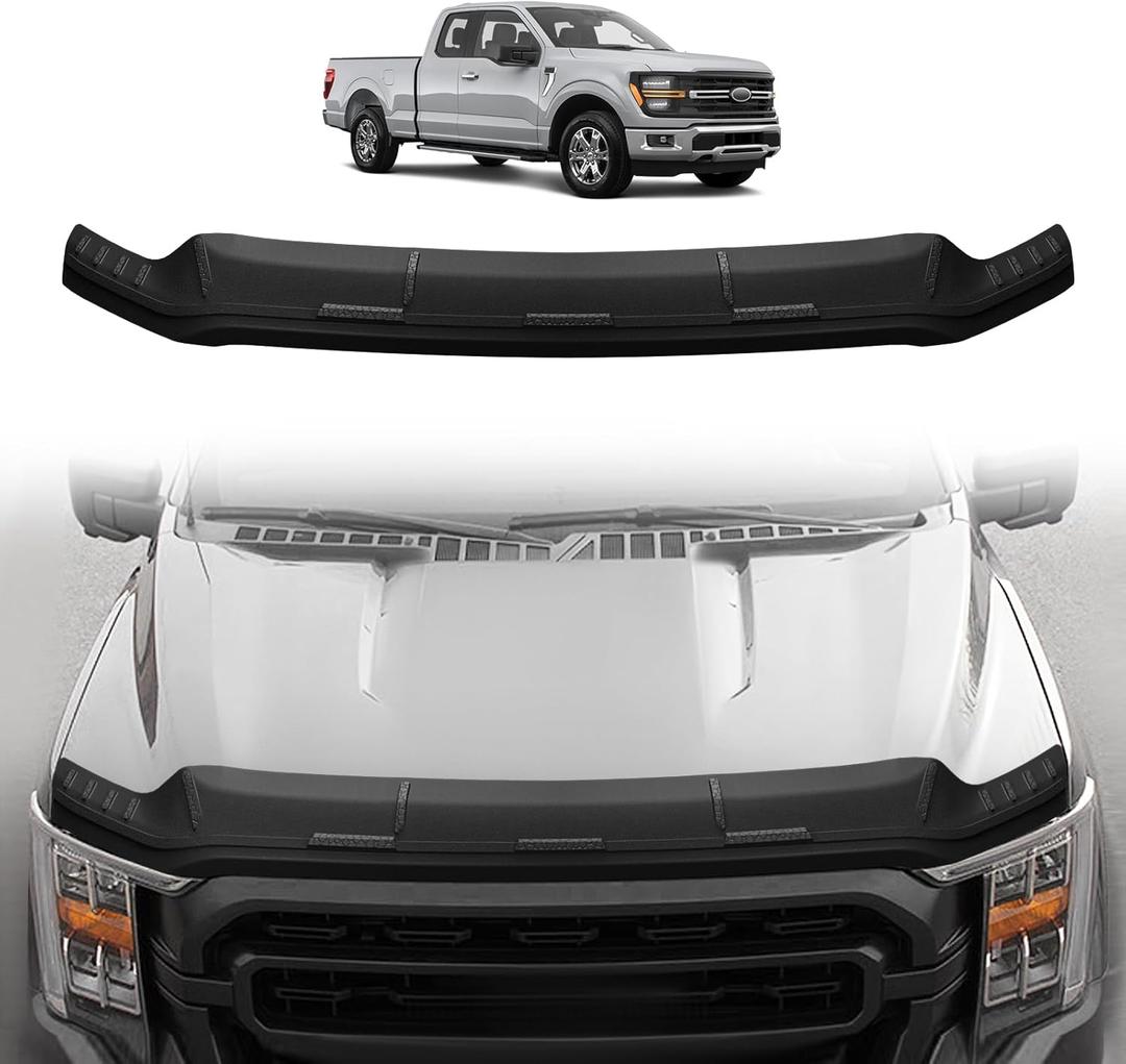 TripleAliners Hood Deflector Protector Compatible with 2021-2024 2025 Ford F150 F-150 Accessories Hood Protector TPE Bug Deflector Shield Replacement(Not Fit Tremor/Raptor, 2024+Platinum/King Ranch)