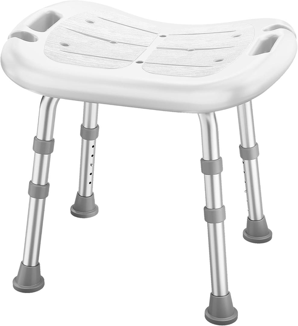 HOMLAND Shower Chair for Inside Shower, Adjustable Shower Stool with Strong Non-Slip Feet, 350 lbs Shower Seat for Inside Tub, Bench Bath Chair for Elderly and Disabled, White