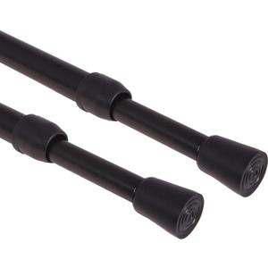2PCS Shower Curtain Rod No Drilling, Spring Tension Rod, 27-47 Inch, 1/2 Inch Diameter, Rubber Cap on Either End, Black