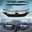 Front Bumper Grille for 2016 2017 2018 Honda Civic, Black with Chrome Molding Front Upper Hood Grill Replacement Part