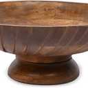 EDHAS Mango Wood Decorative Wooden Bowl Hand Carved Home Decor for Dining Table Center, Living Room, Kitchen Décor (12" x 12' x 4.75")