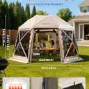 VEVOR Pop Up Gazebo Screen Tent, 12 x 12 ft Large High 13-Sided Camping Canopy Tent with Removable Top & Carry Bag, Quick Set & Bite-Proof Mesh Screen Sun Shelter for 8-10 Persons Backyard Patio