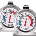 2 Pack Refrigerator Thermometer, 30-30°C/20-80°F, Classic Fridge Thermometer Large Dial with Red Indicator Thermometer for Freezer Refrigerator Cooler
