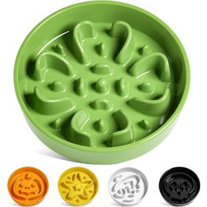 LE TAUCI Slow Feeder Dog Bowls Ceramic, 1.5 Cups Dog Food Bowl, Puppy Slow Feeder Dish for Fast Eaters, Clover Green