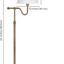 Henn&Hart 63" Modern 1-Light Floor Lamp with White Fabric Empire Shade for Living Room, Bedroom, or Office, Brass