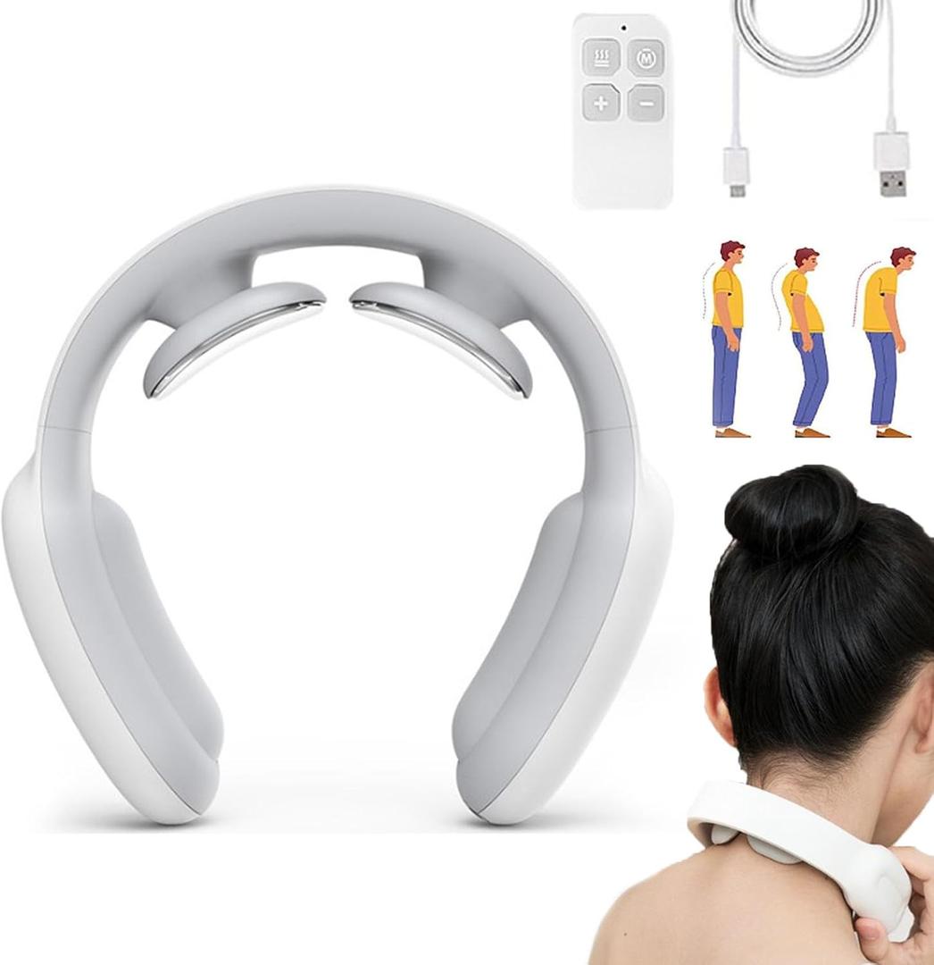Soothely Shiatsu Neck & Shoulder Massager - 3 Modes & 15 Gears with Heat for Pain Relief (White)