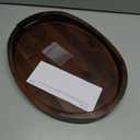 TIDITA Acacia Oval Wooden Serving Tray with Handles - 16.5" x 13" Ottoman Table Oval Wooden Tray - Round Serving Tray - Ottoman Tray for Living Room, Coffee Table Decor, Serving Platter, Walnut Color