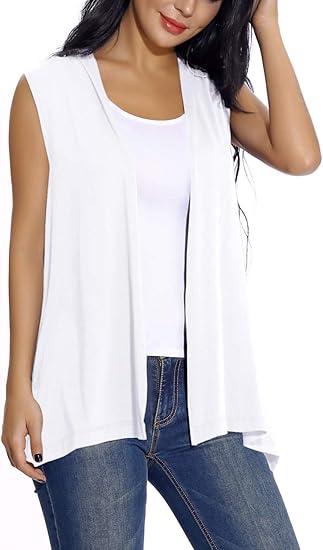 Women's Sleeveless Open Front Cardigan Vest Lightweight Cool Coat, Size S