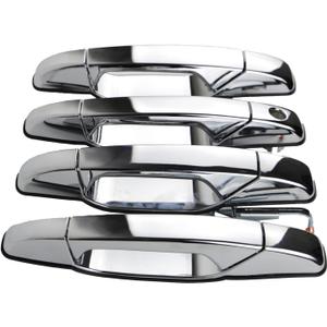4PCS Exterior Chrome Door Handles Compatible with 2007-2014 Cadillac Escalade, Chevy Silverado Suburban Tahoe Avalanche GMC Sierra Yukon,Front Rear Driver & Passenger OE 22738721 20828258 20828237