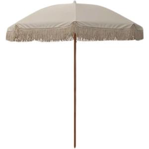 6.5 ft/200 cm Boho Garden Umbrella with Fringes, Outdoor Patio, Deck, Beach Parasol, Balcony Umbrella for Lawn, Pool, Beach, Backyard
