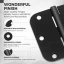 30 Pack Rounded Black Door Hinges Matte 3.5 Inch 5/8" Radius Interior 3 1/2 Inch Flat Iron Bifold Residential Standard Bedroom Interior Exterior and Closets Doors 3 "x 3 " Heavy Duty Hardware