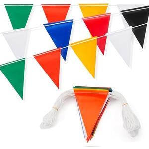 Safety Warning Pennant Banner Flags – Multipurpose 105FT OSHA High Visibility Colored Triangle Flags for Party, Roadwork, and Hazard Areas(MULTICOLOR,45pcs,105FT)