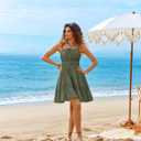 Kate Kasin Womens Sleeveless Backless Mini Dress, Summer Boho Dresses with Pockets, Beach Vacation Flowy Sundress (Green, M)