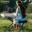 CAHAYA Keyboard Bench X-Style 3.5in Thick Padded Cushion Piano Bench Adjustable Height Keyboard Stool Chair Seat for Electronic Digital Keyboards Pianos CY0296, 12.2 x 5.1 x 25.6 inches