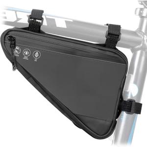 2L Bike Frame Storage Bag with Water Resistant Reflective, Bicycle Storage Pouch with 2 Side Pockets, Strap-On Under Seat Tool Accessories Pouch for Mountain Road Bike, MTB