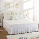 RIMELA White Bed Skirt King Size 15 Inch Drop, Wrap Around Elastic Bedskirt, Dust Ruffle for Adjustable Bed Base Machine Washable Easy to Install Bed Skirts