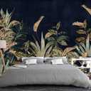 Tropical Plant Flowers and Leaves Wallpaper for Bedroom 178" x 117"