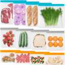 12 Pack Reusable Freezer Bags Dishwasher Safe, Leakproof Food Storage Bags, Silicone Bags for Food Storage Home Organization (4 Reusable Snack Bags 4 Sandwich Bags 4 Gallon Freezer Bags) (Frosted Clear)