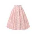 Women Polka Dot Midi Skirt Fashion High Waisted A Line Flowy Skirt 2026 Summer Casual Lightweight Beach Vacation Skirts, Small Size