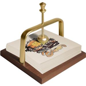 Walnut Napkin Holder, Premium Solid Wooden Flat Napkin Dispenser for Table - Vintage Square Cocktail Paper Towel Stand for Restaurant, Farmhouse, Hotel, Kitchen, Bar, Office & Home Decor