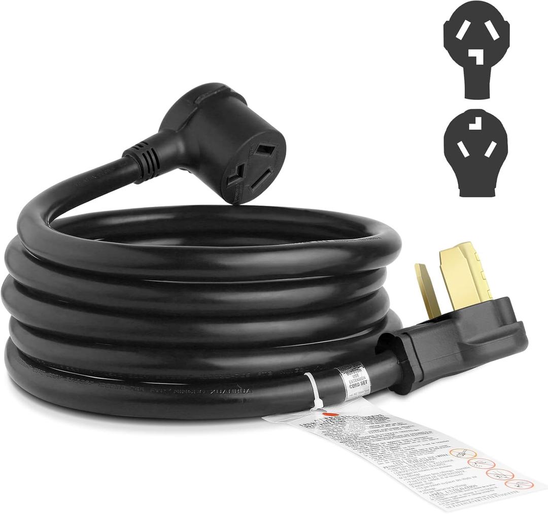 10FT 3 Prong Dryer Extension Cord, 30 Amp NEMA 10-30P to 10-30R EV Extension Cord for Dryer Power Extension and Level 2 EV Charging, 125V/250V 10 AWG STW ETL Listed (Black)