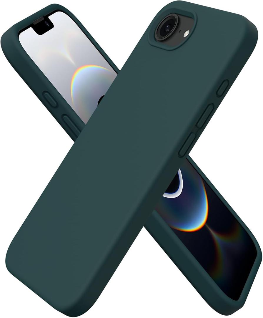 ORNARTO Compatible with iPhone 16e Case 6.1"(2025), Liquid Silicone 3 Layers Full Covered Soft Gel Rubber Phone Case,Shockproof Protective Cover with Anti-Scratch Microfiber Lining-Olive Green