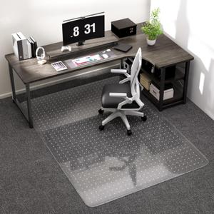 Office Chair Mat for Low Pile Carpet with Lip, 48" x 60" Clear Plastic Floor Protector, Heavy Duty Desk Chair Mat for Rolling Chairs, Smooth Glide Computer Mat for Home Office