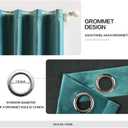 MIULEE 2 Panels Blackout Velvet Curtains Solid Soft Grommet Teal Curtain Thermal Insulated Soundproof Room Darkening Black Out Curtains/Drapes/Panels for Living Room Bedroom 52 x 108 Inch