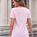 Sosolism V Neck Breastfeeding Shirts Short Sleeve Breathable Nursing Tops Summer Pumping Tshirt for Women (Pink, L)