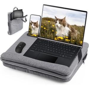 Cloudtrip Portable Lap Desk with Cushion and Storage Bag - 15.6 in Laptop Storage Home Office Workstation for Couch or Bed, Computer Laptop Stand (Gray)