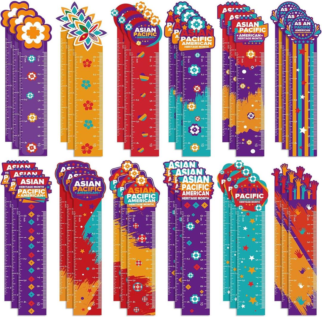 Skyygemm 120 Pcs Asian Pacific American Heritage Month Bookmarks Ruler Bulk Asian Pacific American Heritage Month Gifts for Educational Learning Activities Teacher APA Supplies Classroom Rewards