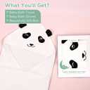 Hooded Baby Towel for Newborn - Viscose Derived from Bamboo, Toddler Bath Towel and Glove Set Perfect Shower Gifts for Boys and Girls, 28"x28" Inch (Panda)