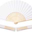 Sepwedd 22 pcs White Paper Hand Fan Bamboo Folding,Handheld Paper Folded for Wedding Party and Home Decoration
