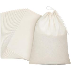 Pangda 15 Pcs Muslin Bags 8x10 Inches, Cotton Drawstring Bags Fabric Gift Pouches Bulk Sachet Reusable Grocery Pouches for Jewelry Party Favors Wrapping Home Storage DIY Craft