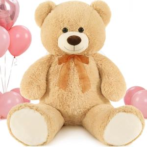MorisMos Giant Teddy Bear Stuffed Animal 3ft,36'' Big Bear for Kid,Large Stuffed Bear for Baby Shower, Teddy Bear for Girlfriend Boyfriend Wife Mom Fiance Valentine's Birthday, Tan