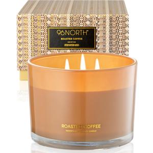 96NORTH Luxury Coffee Soy Candle | Large 3 Wick Jar Candle | Up to 40 Hours Burning Time | 100% Natural Soy Wax | Housewarming Gift for Men and Women